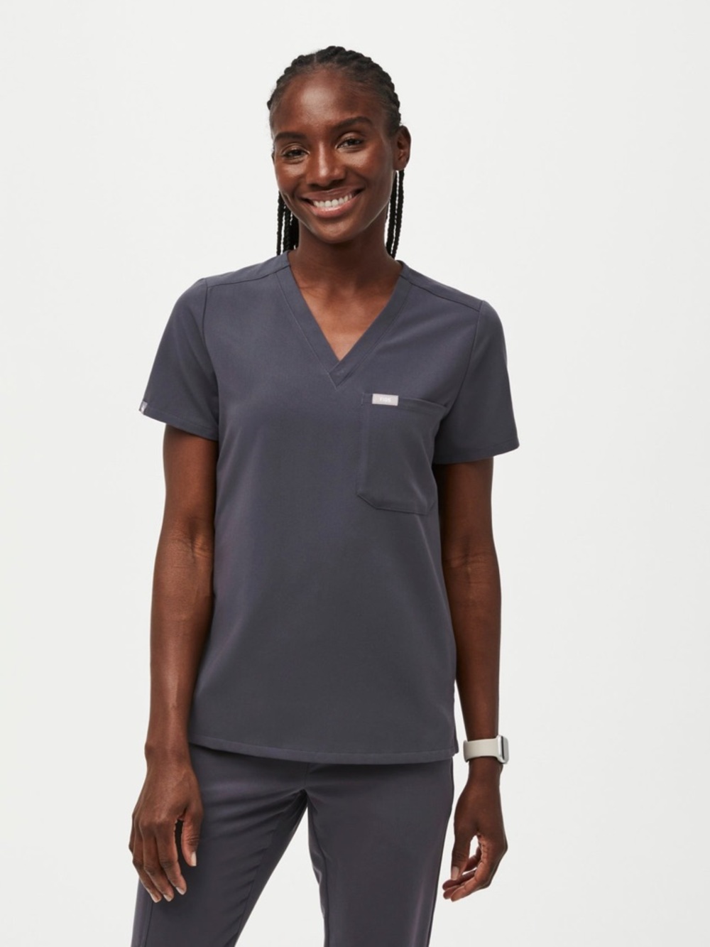Women's Catarina One-Pocket Scrub Top in Charcoal | FIGS